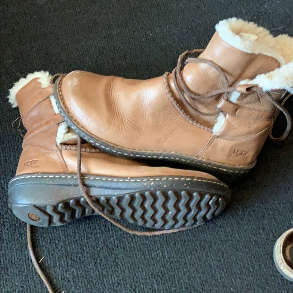 UGG Brown Ankle Boots with Cream Lining